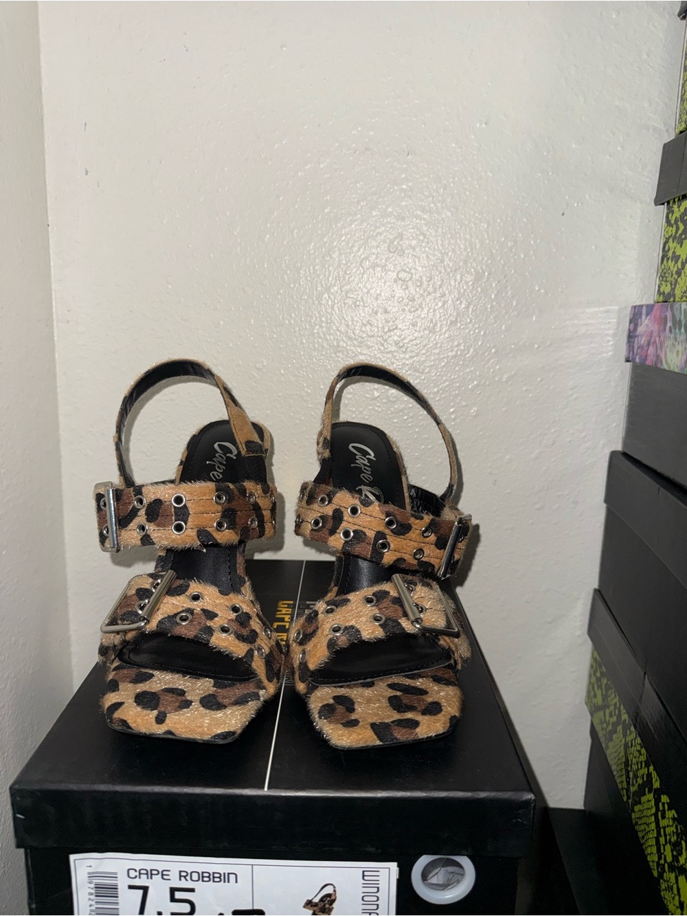 Cape Robbin Leopard Print Strap Heels